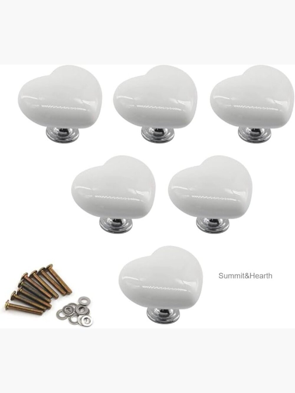 Ceramic Cabinet Knobs for Kids Room, 6-Piece Set with Screws